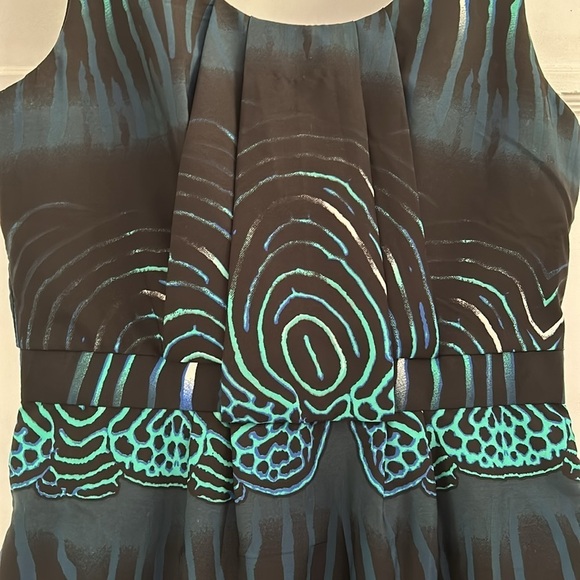 W118 By Walter Baker Fit and Flare Sleeveless Abstract Print Blue Green Dress S - Picture 5 of 10